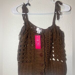 NWT Brown Crochet Top